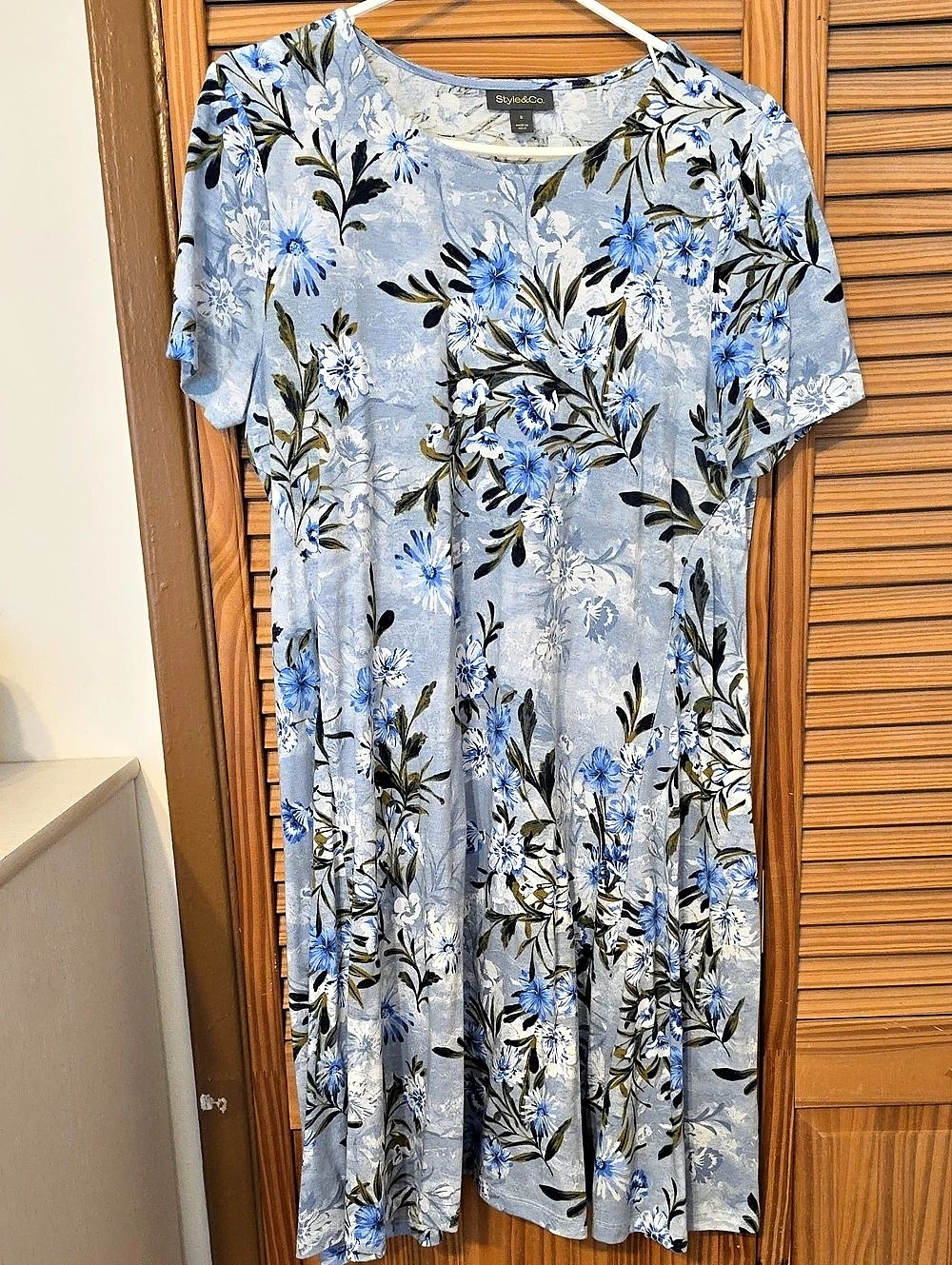 Style&Co. Floral Midi Dress Blue & White Size Small